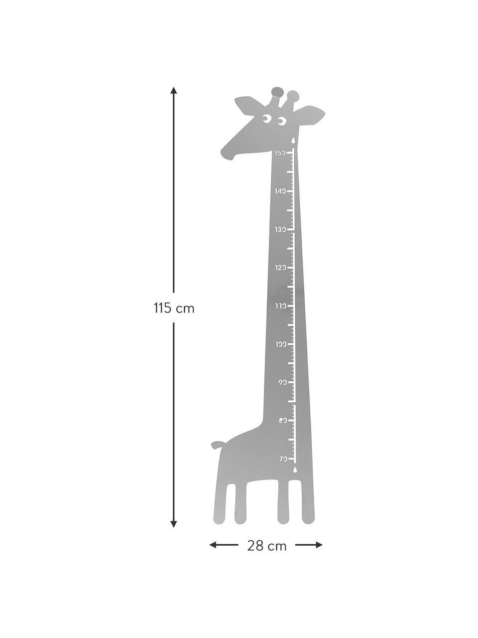 Groeimeter Giraffe, Gepoedercoat metaal, Grijs, B 28 cm x H 115 cm