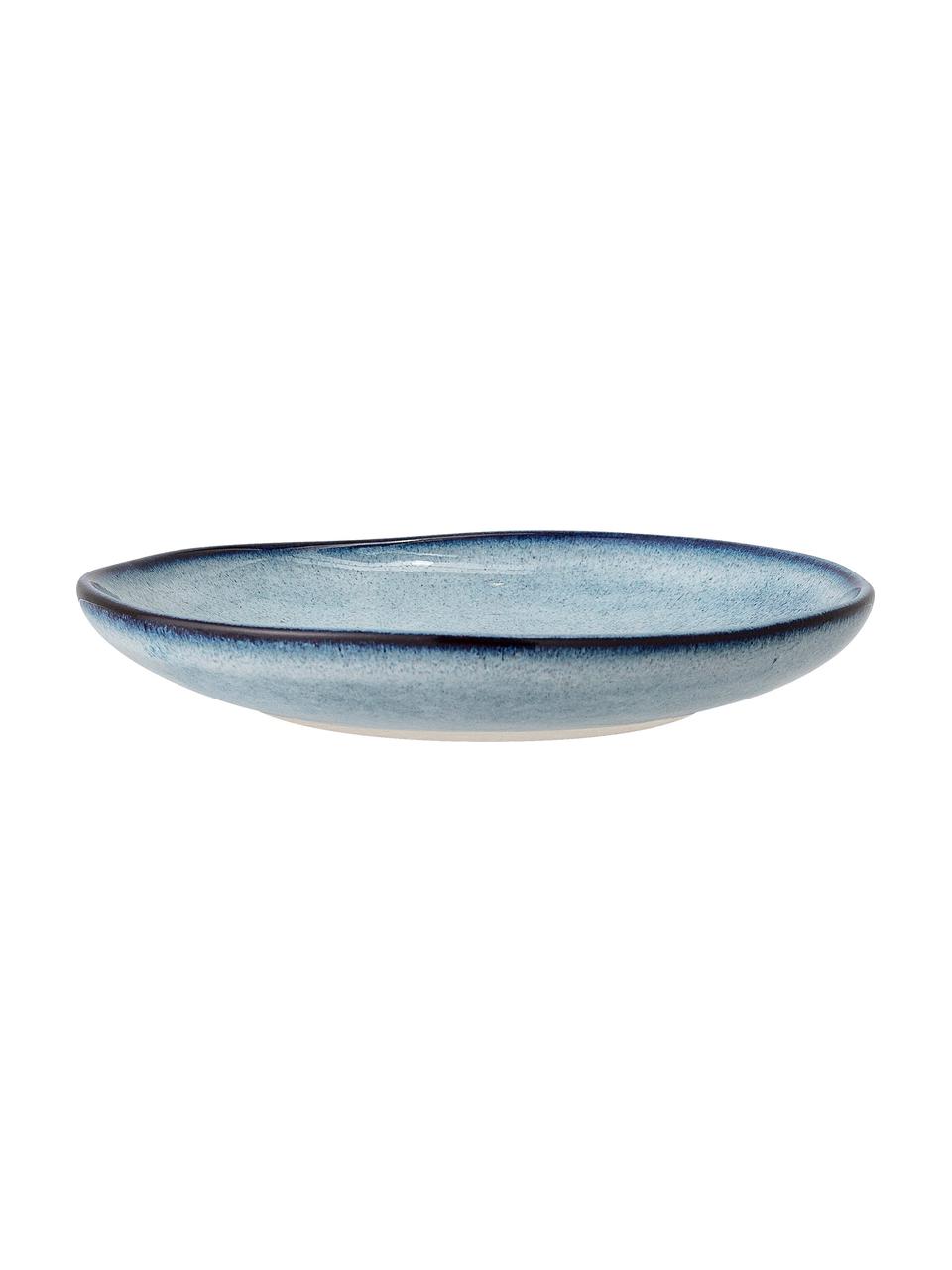 Taza con platito de gres artesanal Sandrine, Gres, Tonos azules, Ø 7 x Al 6 cm, 100 ml