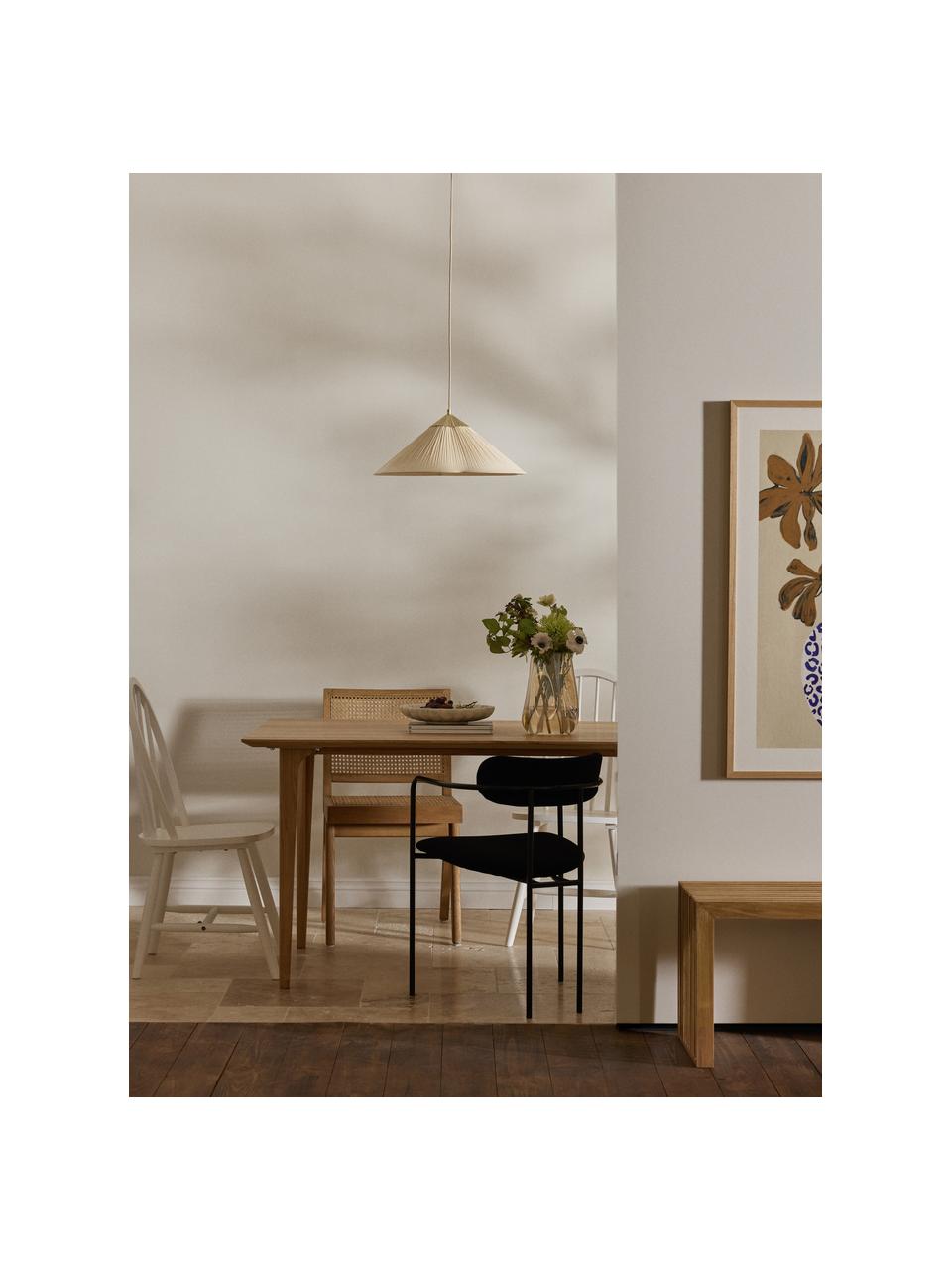 Hanglamp Leora, Lampenkap: 55% katoen, 45% linnen, m, Crèmewit, goudkleurig, Ø 52 x H 26 cm