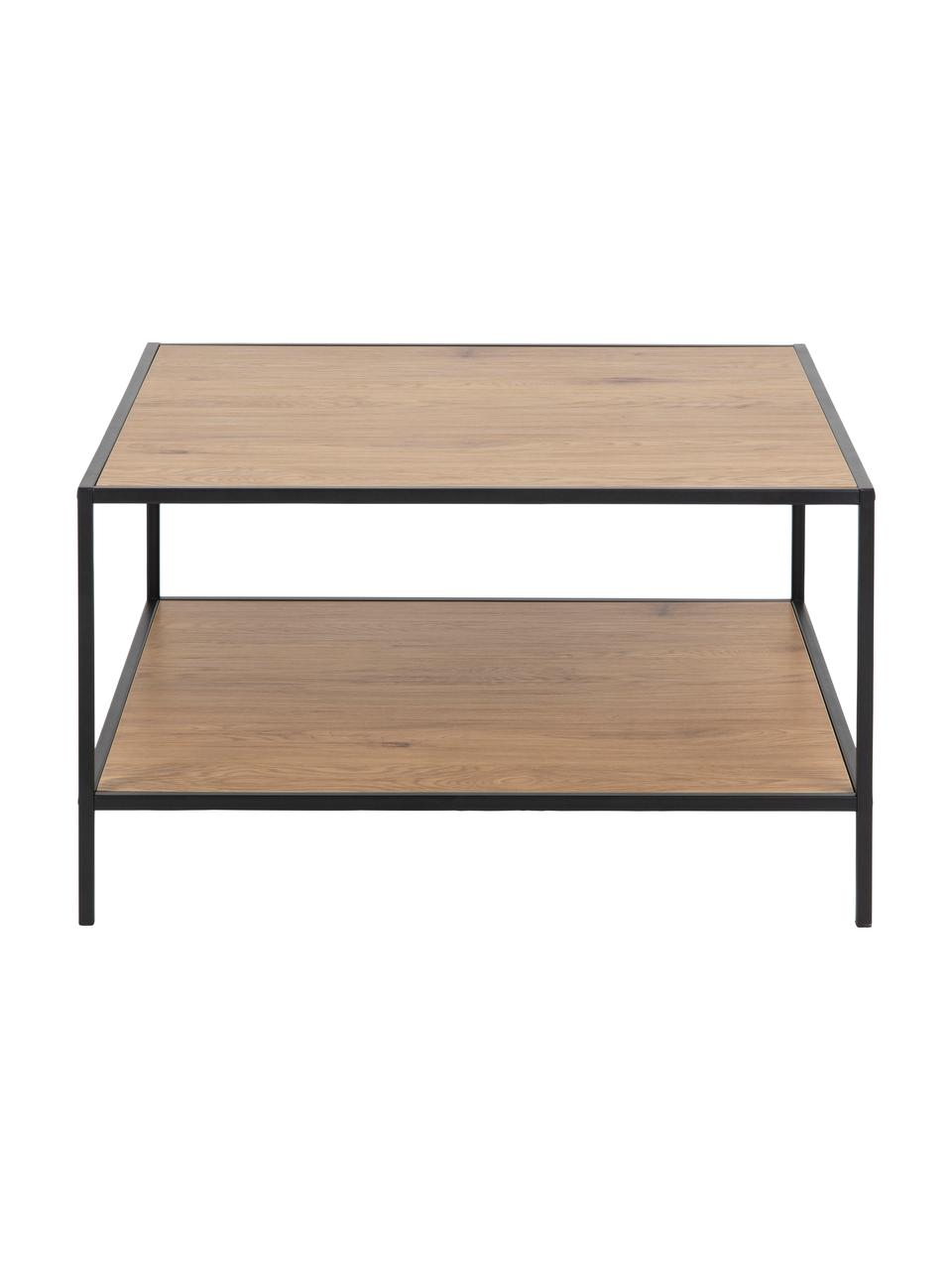 Couchtisch Seaford aus Holz und Metall, Gestell: Metall, pulverbeschichtet, Schwarz, Wildeichenholz, 80 x 45 cm