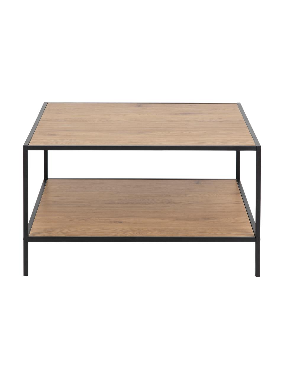 Tavolino da salotto in legno e metallo Seaford, Struttura: metallo verniciato a polv, Nero, quercia selvatica, Larg. 80 x Alt. 45 cm
