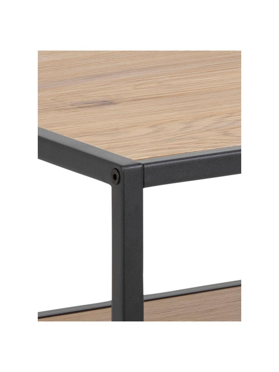 Salontafel Seaford van hout en metaal, Frame: gepoedercoat metaal, Bruin, zwart, 80 x 45 cm