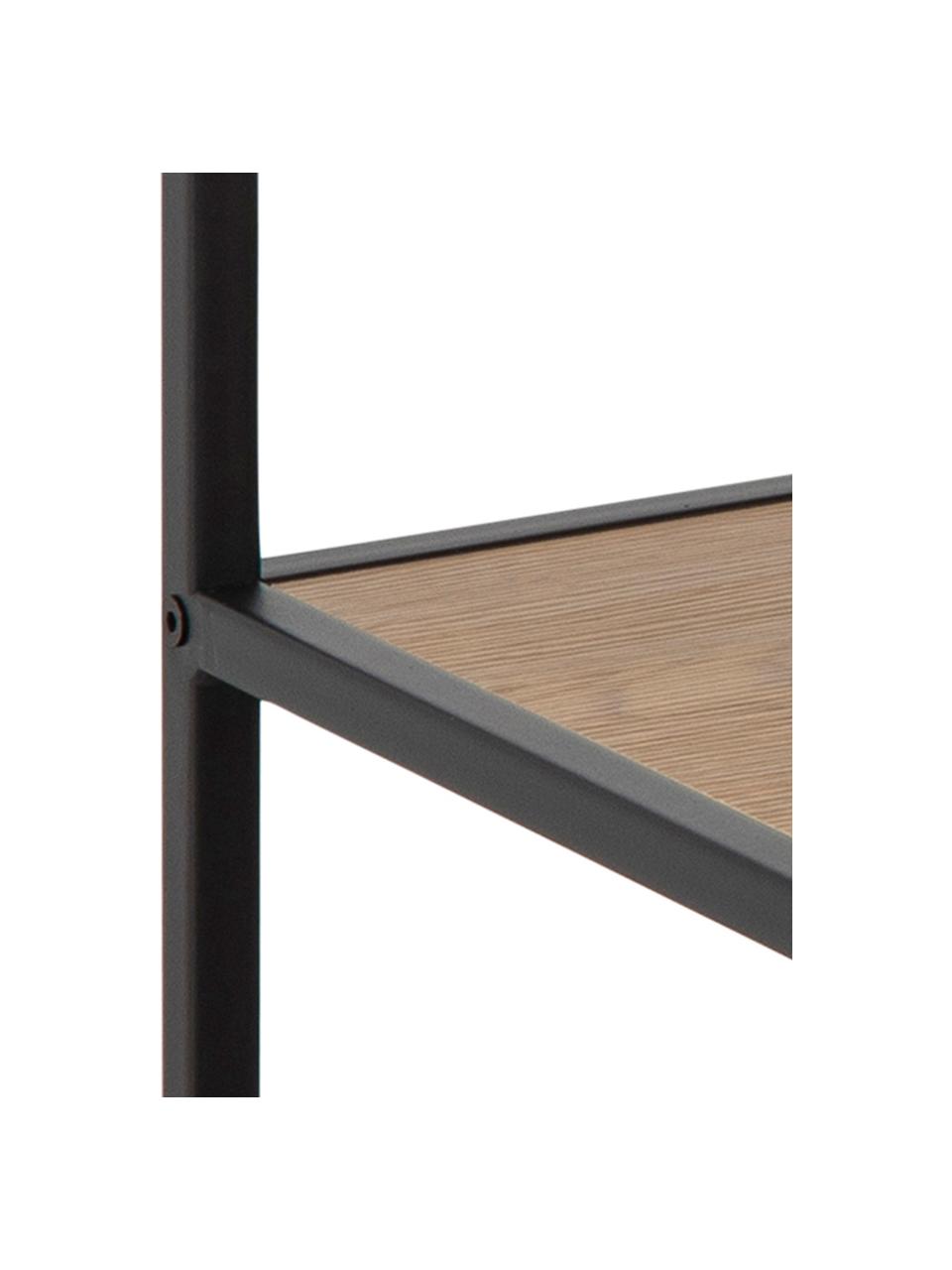 Couchtisch Seaford aus Holz und Metall, Gestell: Metall, pulverbeschichtet, Schwarz, Wildeichenholz, 80 x 45 cm