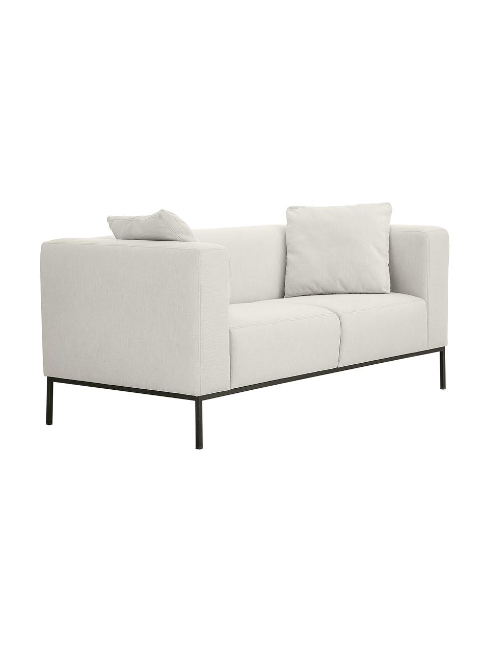 Sofa Carrie (2-Sitzer) mit Metall-Füssen, Bezug: Polyester 50.000 Scheuert, Gestell: Spanholz, Hartfaserplatte, Webstoff Hellgrau, B 176 x T 86 cm