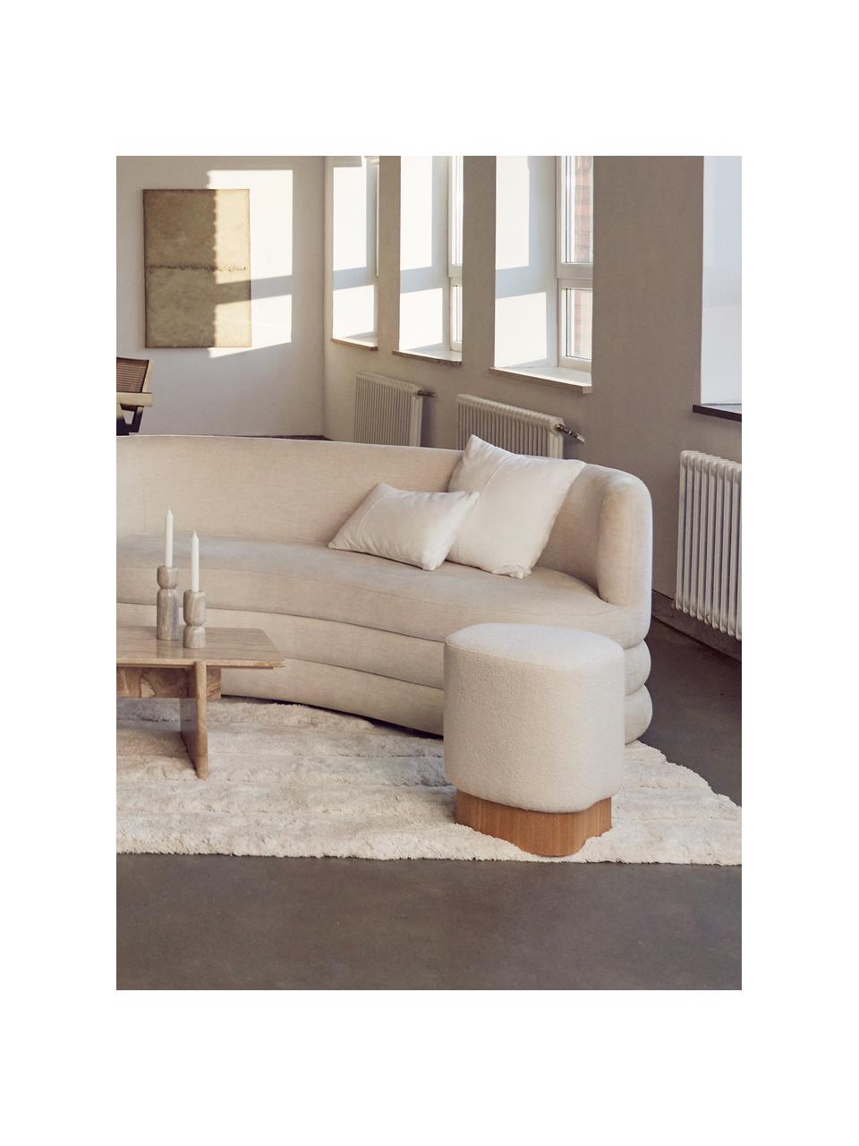 Sgabello in bouclé Yves, Rivestimento: 100% poliestere Con 40.00, Tessuto bouclé bianco crema, Larg. 43 x Alt. 47 cm
