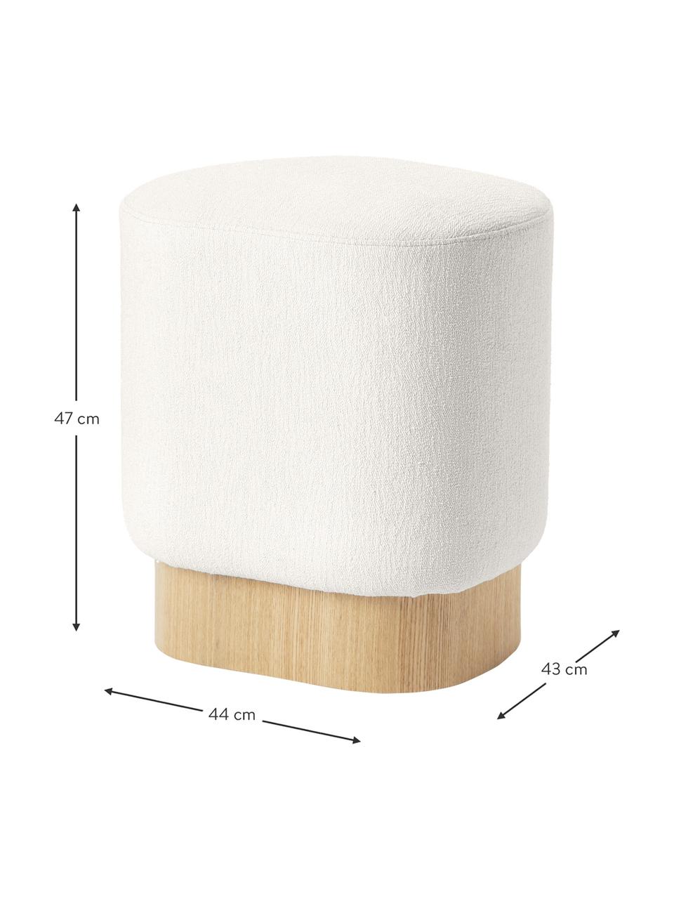 Tabouret tissu bouclé Yves, Tissu bouclé blanc crème, larg. 43 x haut. 47 cm