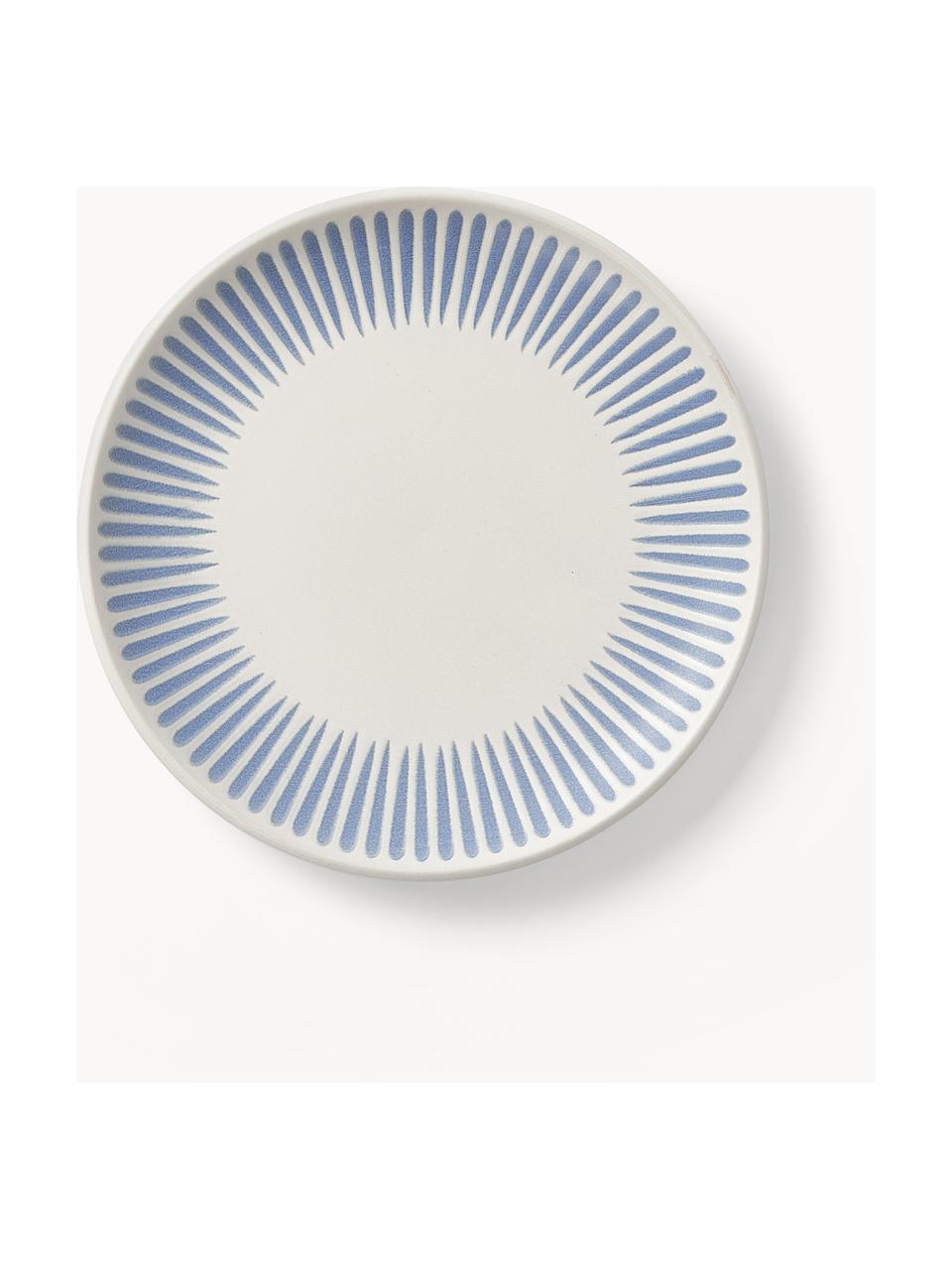 Platos postre Zabelle, 4 uds., Gres, Blanco crema, azul, Ø 23 x Al 3 cm