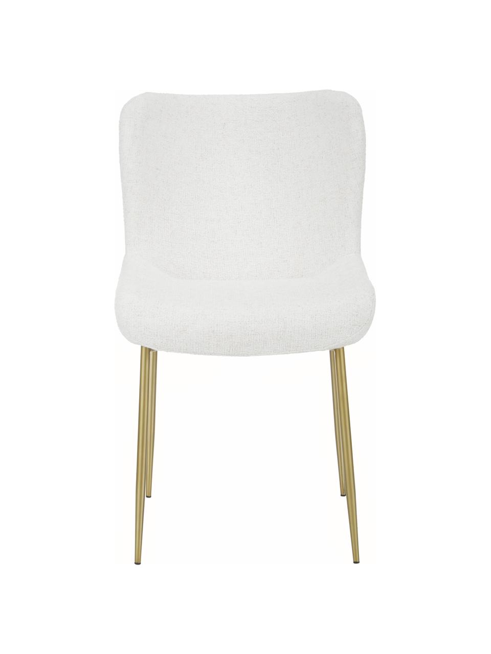Bouclé-gestoffeerde stoel Tess in crèmewit, Bekleding: fluweel (polyester) Met 3, Poten: metaal, gepoedercoat, Bouclé crèmewit, goudkleurig, B 49 x D 64 cm