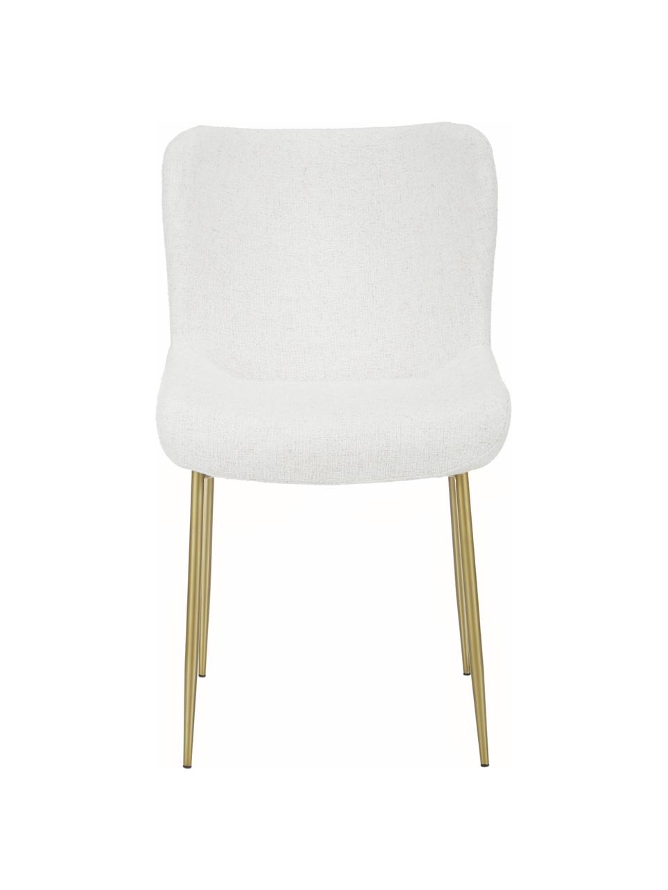 Sedia imbottita in bouclé Tess, Rivestimento: 70% poliestere, 20% visco, Gambe: metallo verniciato a polv, Bouclé bianco crema, dorato, Larg. 49 x Prof. 64 cm