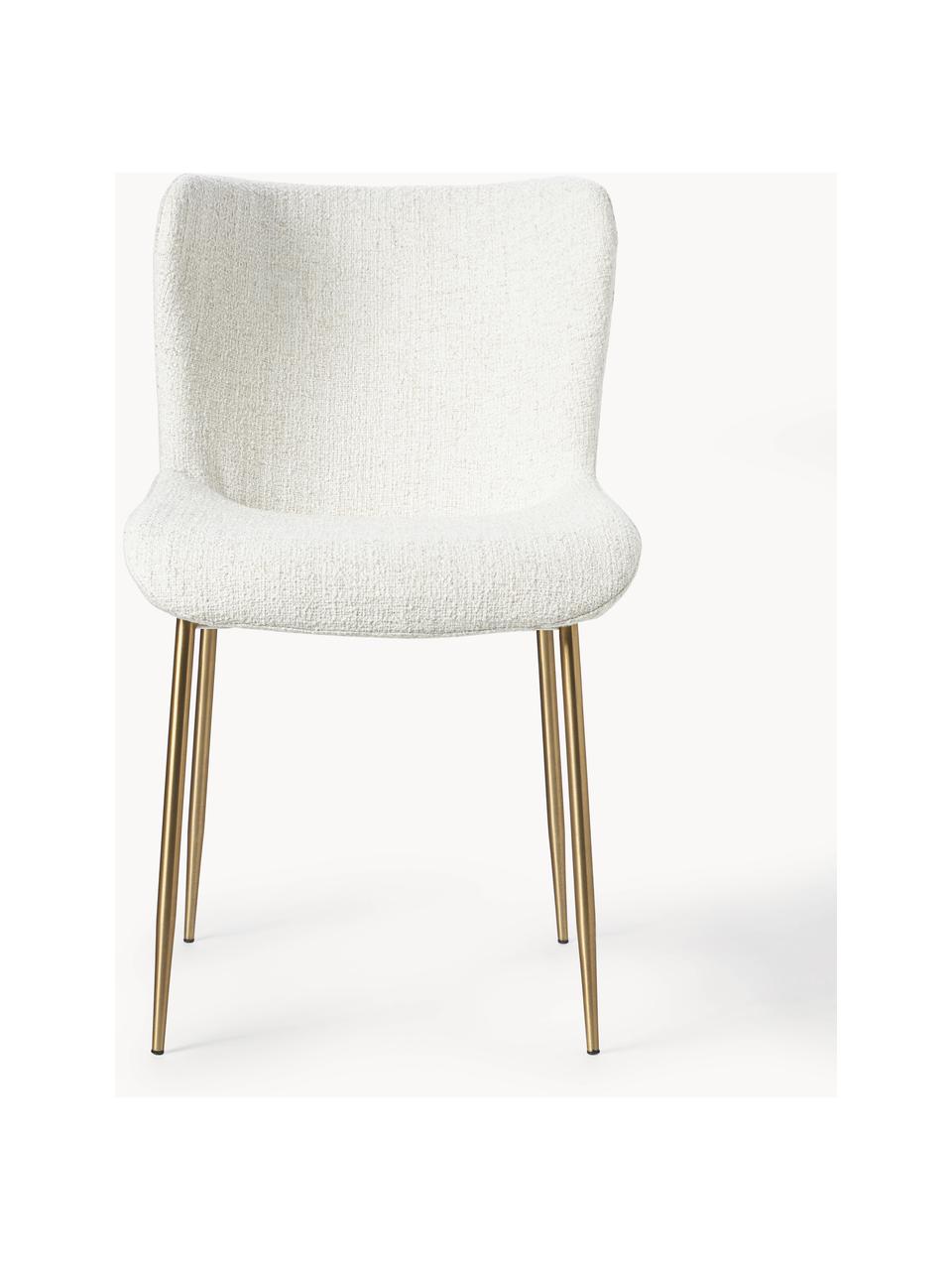 Čalouněná bouclé židle Tess, Krémově bílá, zlatá, Š 49 cm, H 64 cm