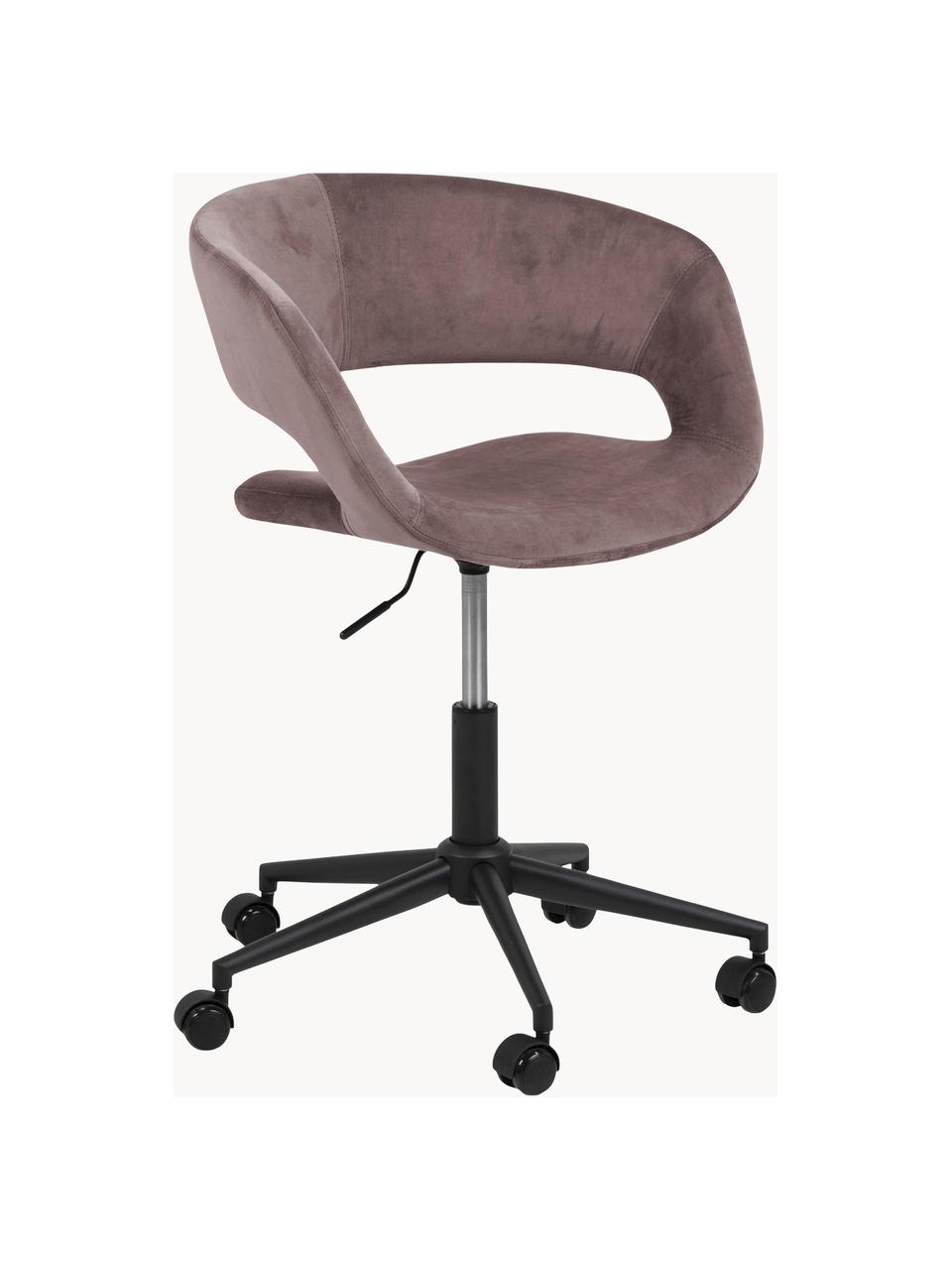 Samt-Drehstuhl Grace, höhenverstellbar, Bezug: Polyestersamt 25.000 Sche, Gestell: Metall, pulverbeschichtet, Samt Mauve, B 56 x T 54 cm