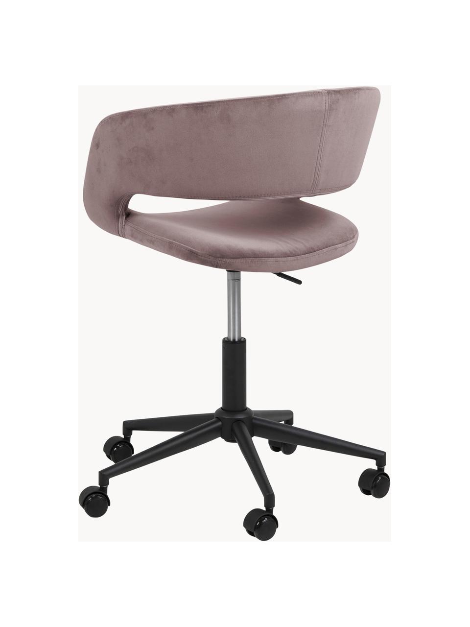 Samt-Drehstuhl Grace, höhenverstellbar, Bezug: Polyestersamt 25.000 Sche, Gestell: Metall, pulverbeschichtet, Samt Mauve, B 56 x T 54 cm