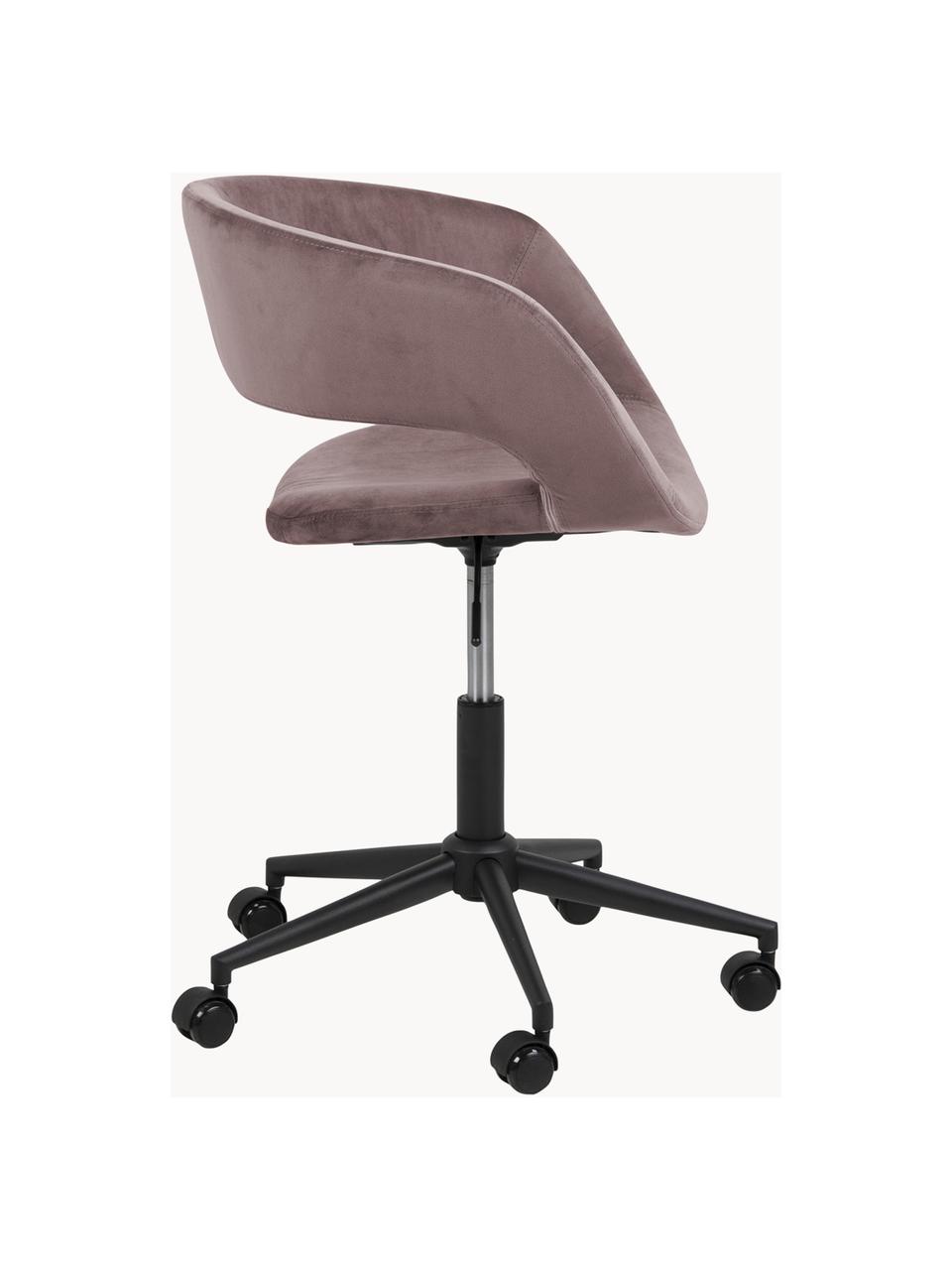 Krzesło obrotowe z aksamitu Grace, Tapicerka: aksamit poliestrowy Dzięk, Stelaż: metal malowany proszkowo, Aksamitny brudny różowy, S 56 x G 54 cm