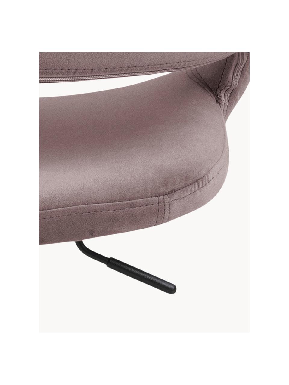 Samt-Drehstuhl Grace, höhenverstellbar, Bezug: Polyestersamt 25.000 Sche, Gestell: Metall, pulverbeschichtet, Samt Mauve, B 56 x T 54 cm