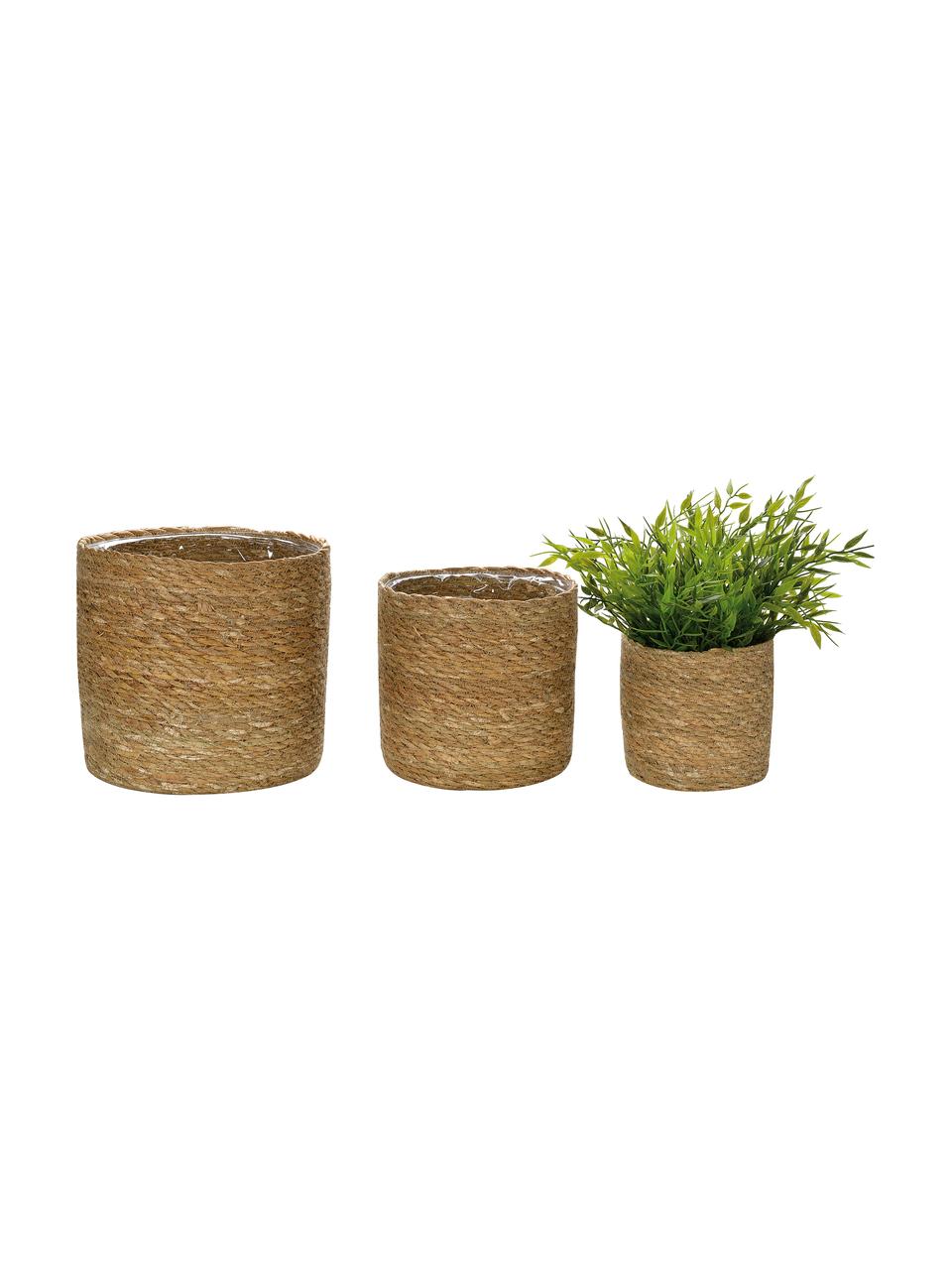 Plantenpottenset Julka van jute, 3-delig, Jute, Beige, Set met verschillende formaten