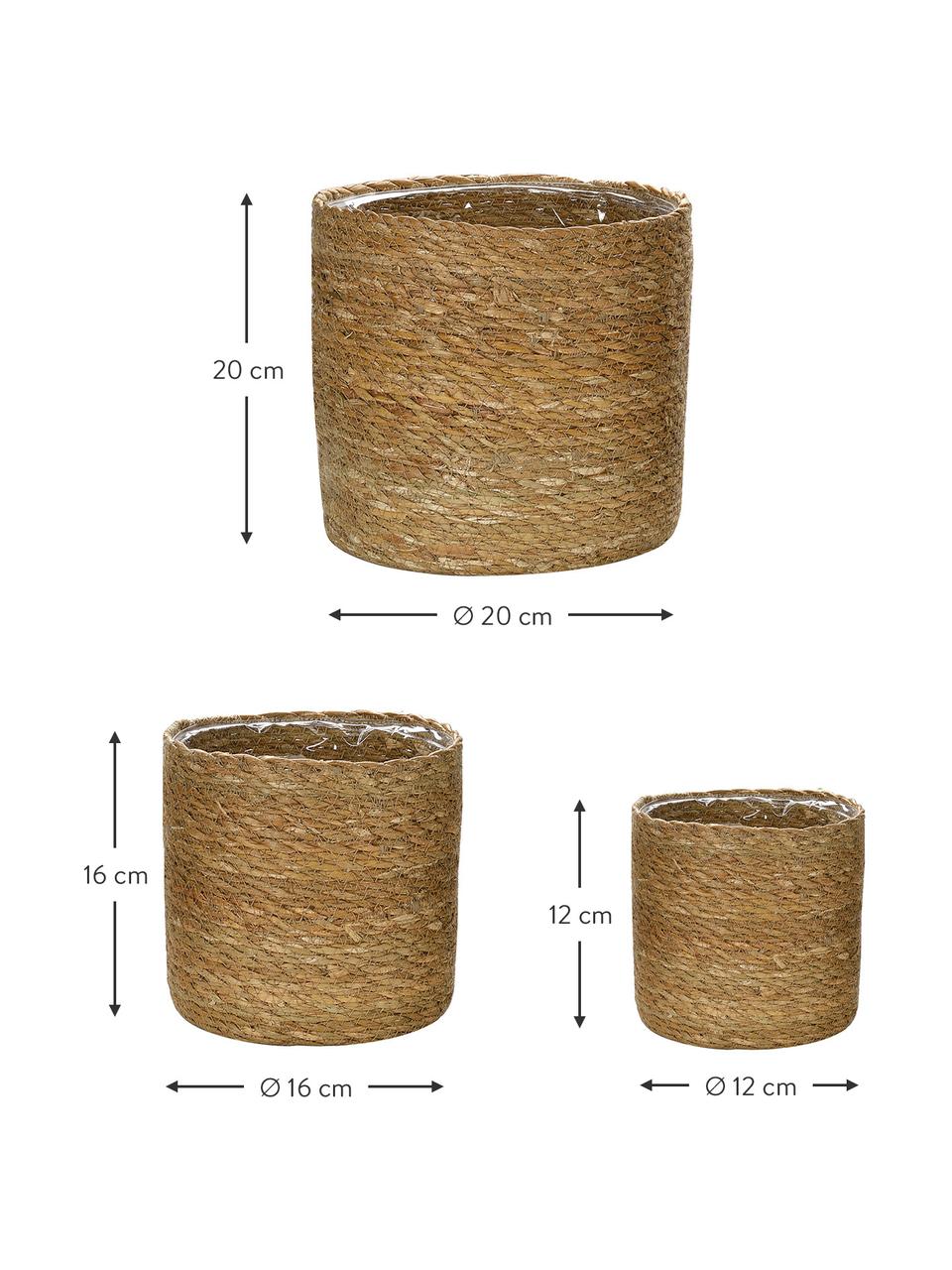 Súprava obalov na kvetináče z juty Julka, 3 diely, Juta, Béžová, Rôzne veľkosti