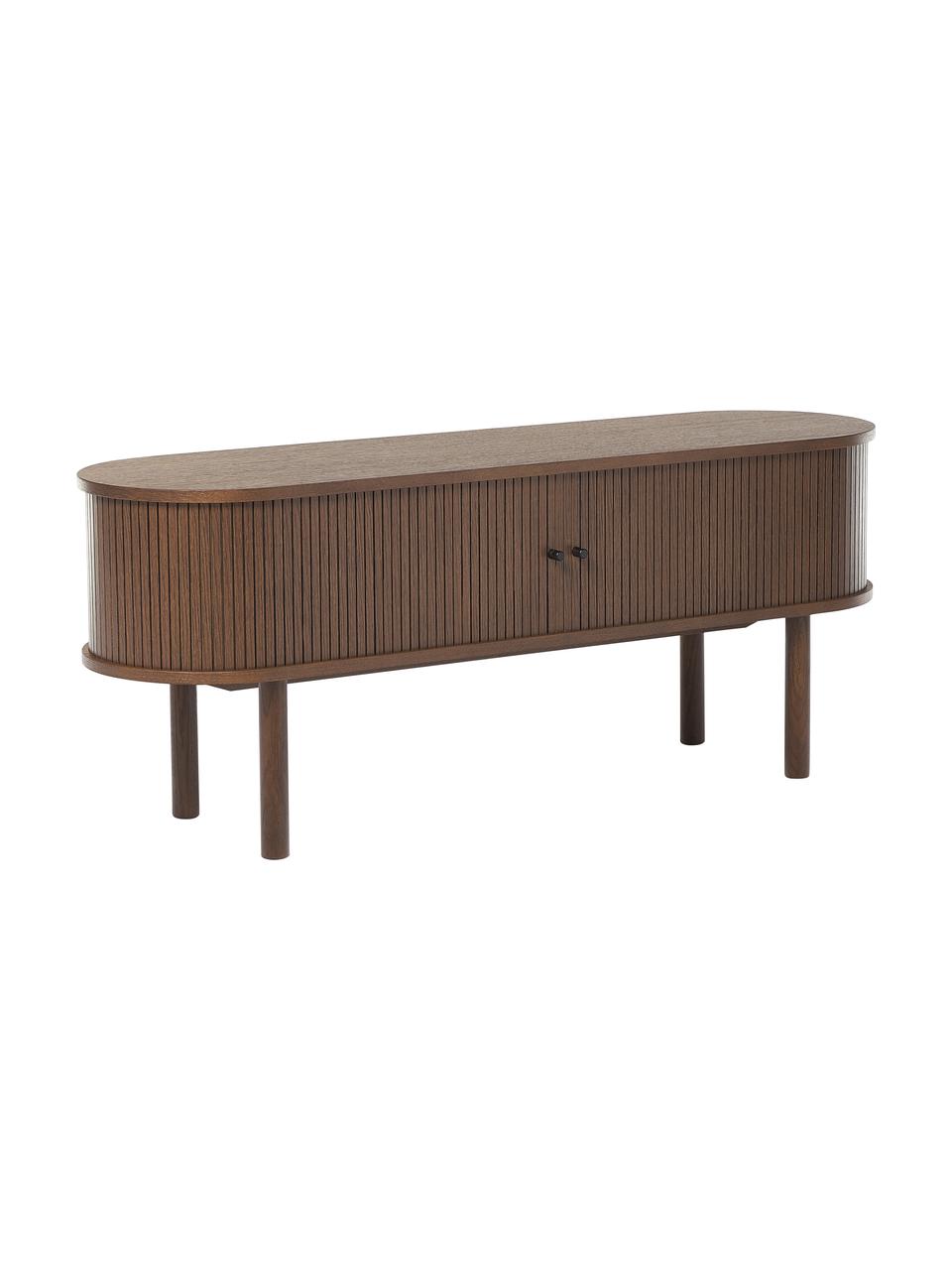 Skříňka s žebrováním Front, Vzhled ořechového dřeva, Š 138 cm, V 55 cm