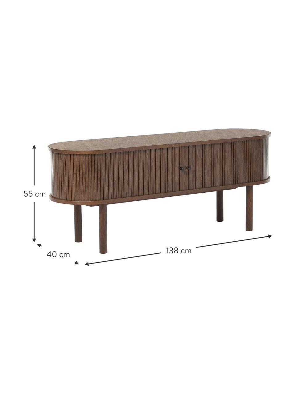 Skříňka s žebrováním Front, Vzhled ořechového dřeva, Š 138 cm, V 55 cm