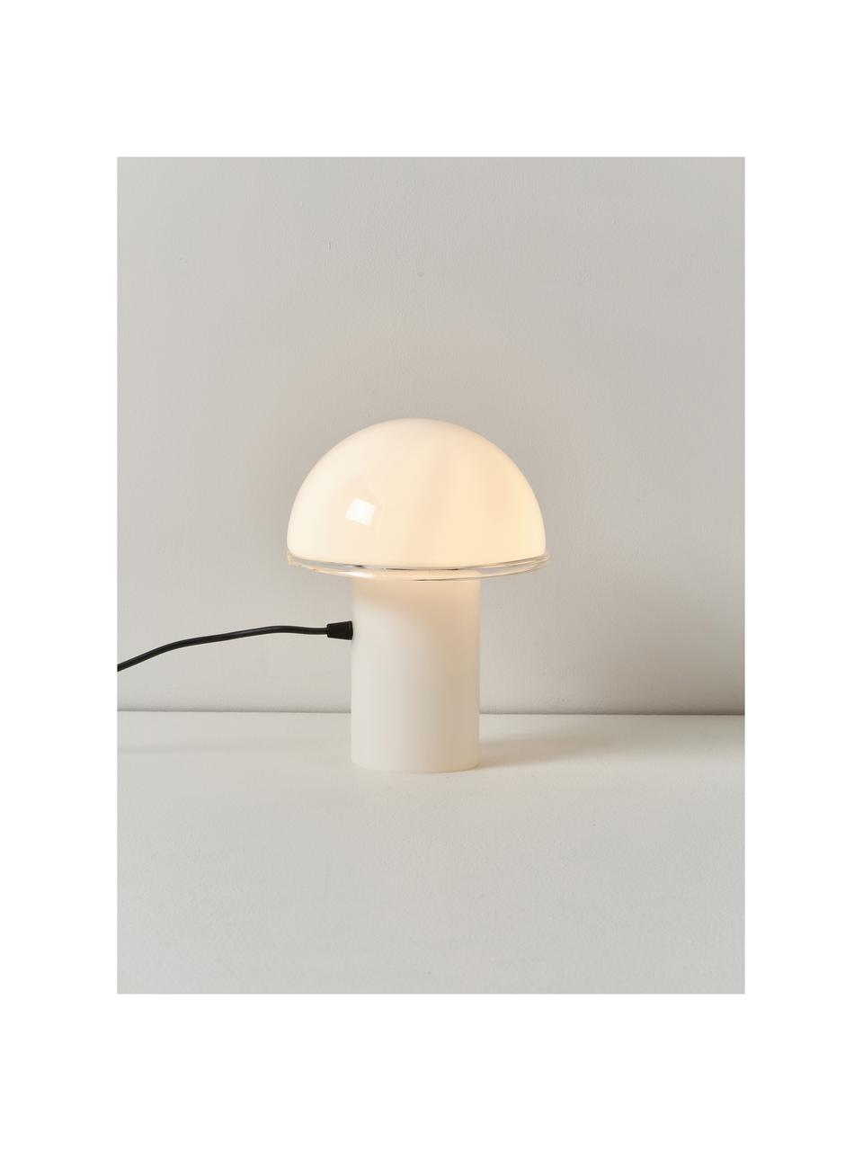 Kleine tafellamp Onfale, mondgeblazen, Opaalglas, mondgeblazen, Biały, Ø 20 x H 26 cm