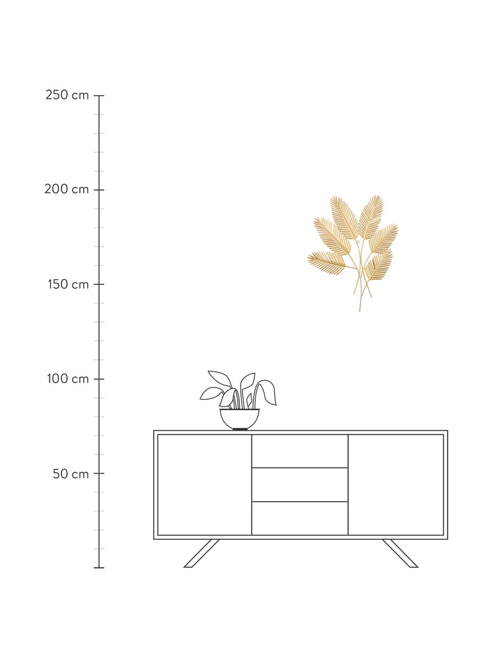 Décoration murale Beech Leaves, Métal, enduit, Couleur laitonnée, larg. 48 x haut. 62 cm