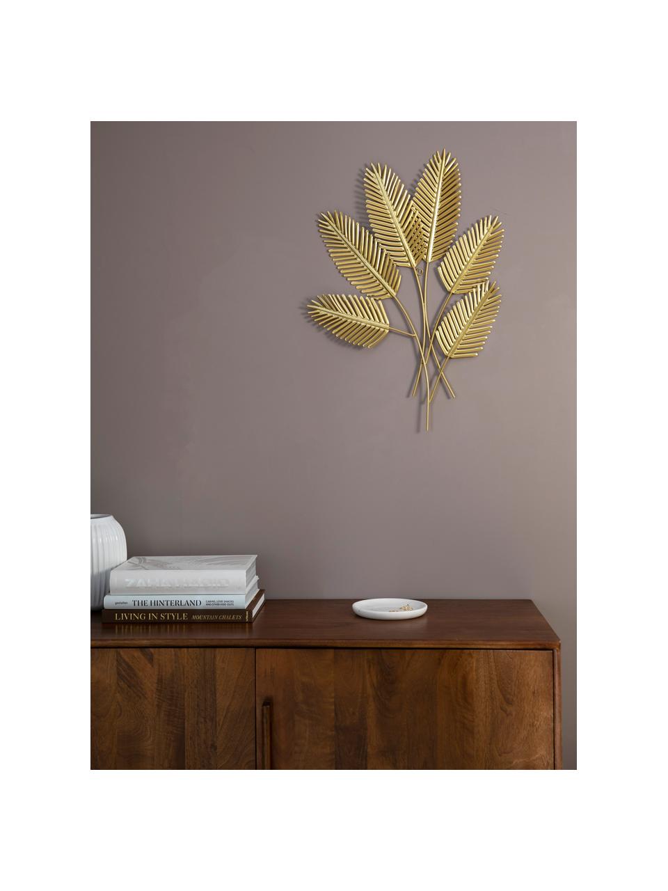 Wandobjekt Beech Leaves, Metall, beschichtet, Messingfarben, B 48 cm x H 62 cm