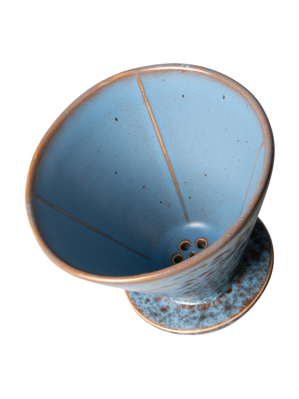 Ručne vyrobený prekvapkávač na kávu v retro štýle 70´s, Kamenina, Modrá, čierna, Ø 12 x V 11 cm