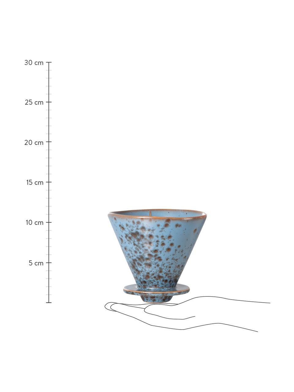 Dripper à café artisanal style rétro 70's, Grès cérame, Bleu, noir, Ø 12 x haut. 11 cm