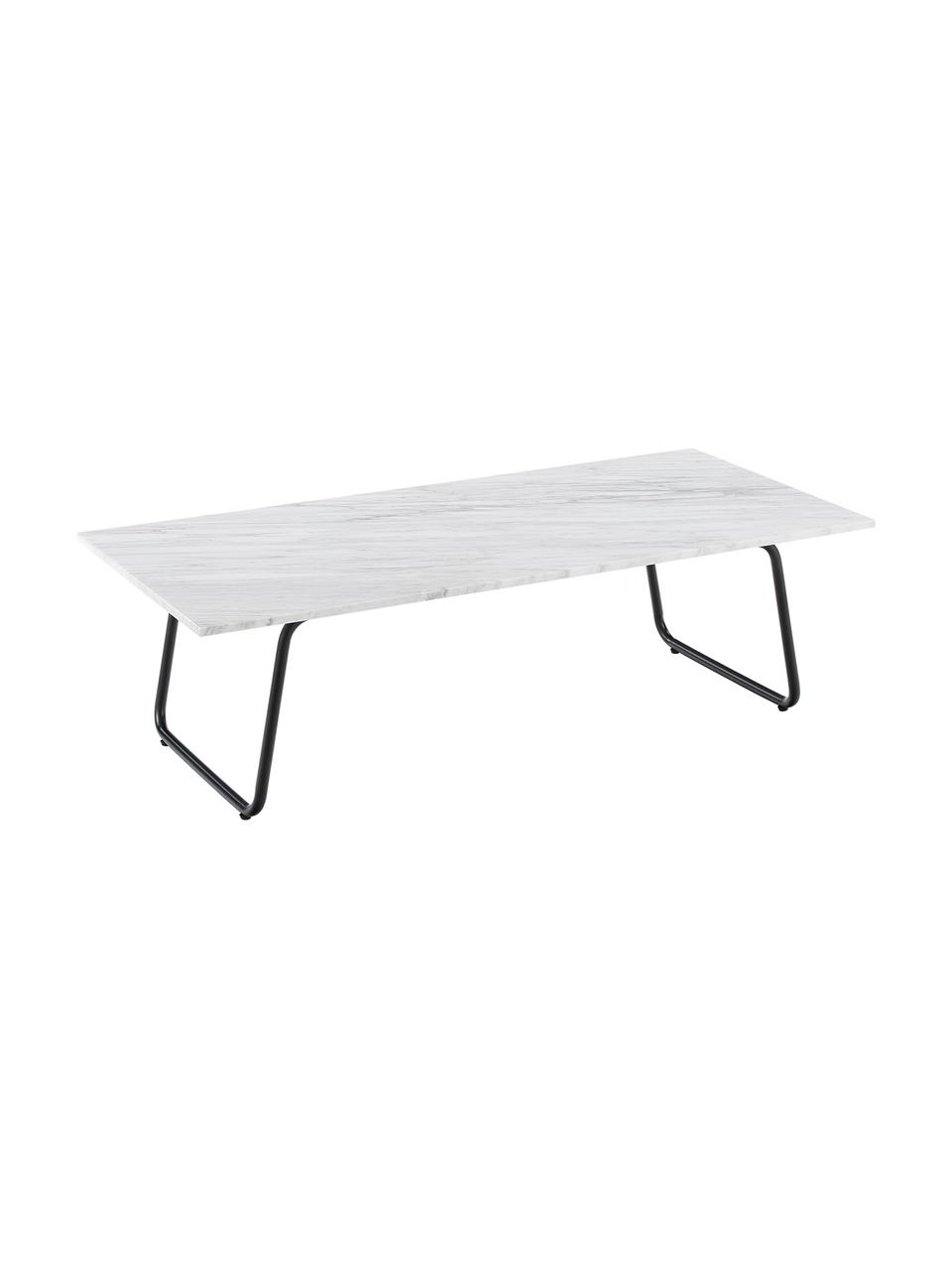 Mramorový konferenčný stolík Mary, Stolová doska: bielo-sivá mramorovaná, mierne lesklá Konštrukcia: matná čierna