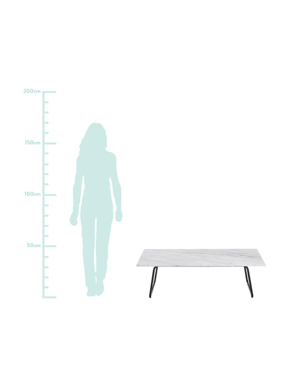Mramorový konferenčný stolík Mary, Stolová doska: bielo-sivá mramorovaná, mierne lesklá Konštrukcia: matná čierna