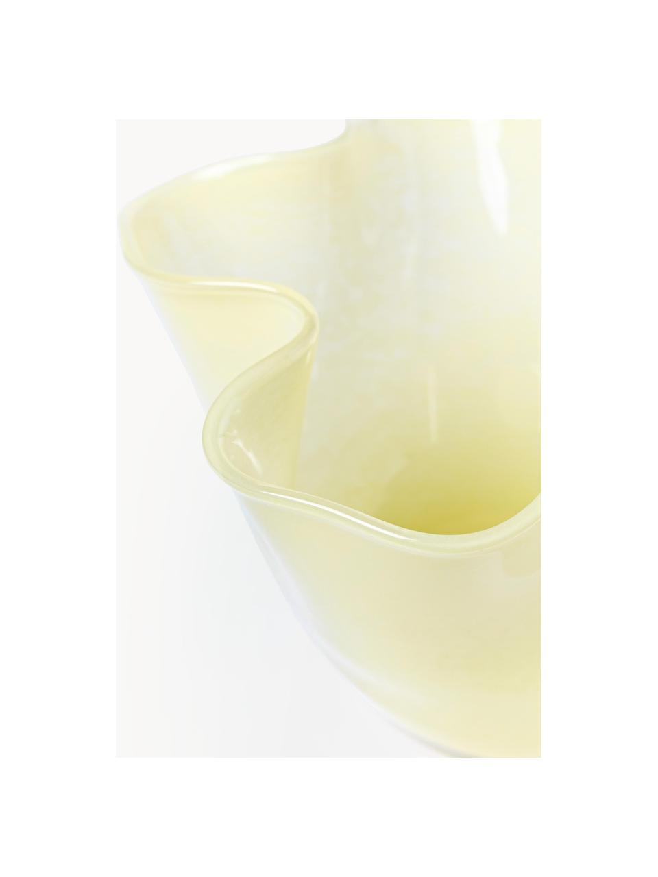 Vaso decorativo in vetro soffiato Inaya, Vetro soffiato, Giallo chiaro, Ø 29 x Alt. 15 cm