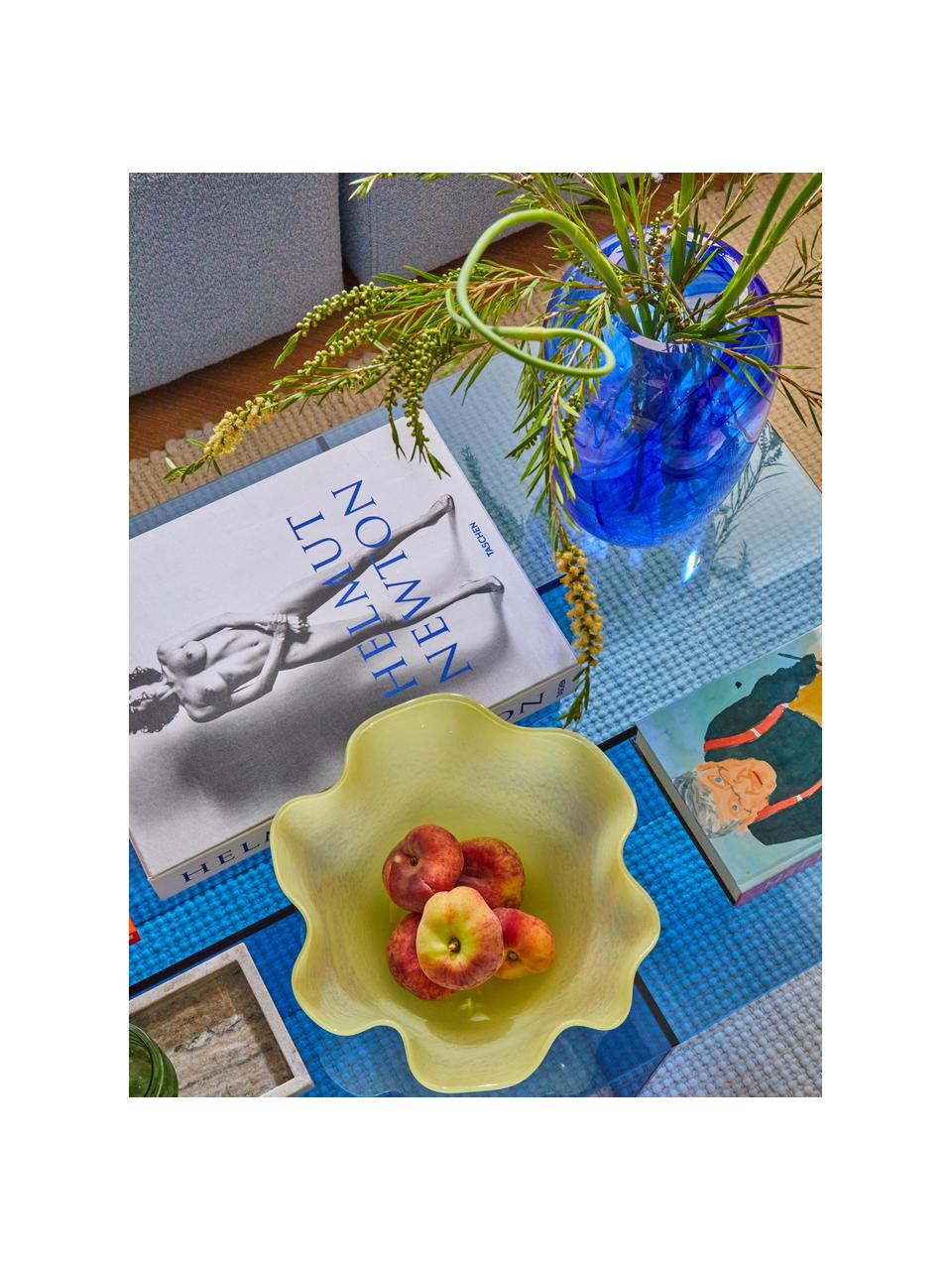 Mondgeblazen glazen decoratieve schaal Inaya, Mondgeblazen glas, Geel, Ø 29 x H 15 cm