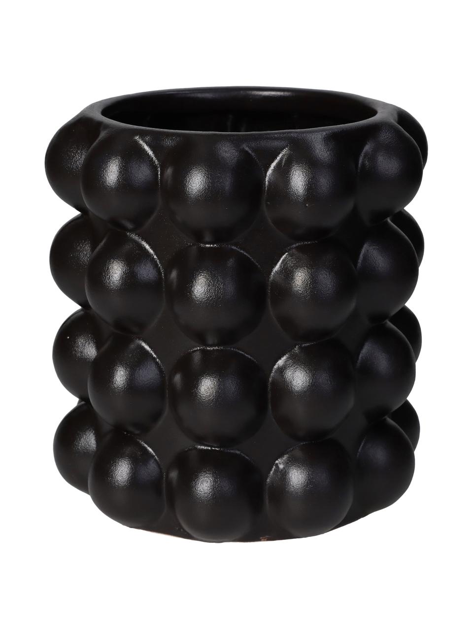 Cache-pot grès cérame Spots, Grès cérame, Noir, Ø 16 x haut. 17 cm