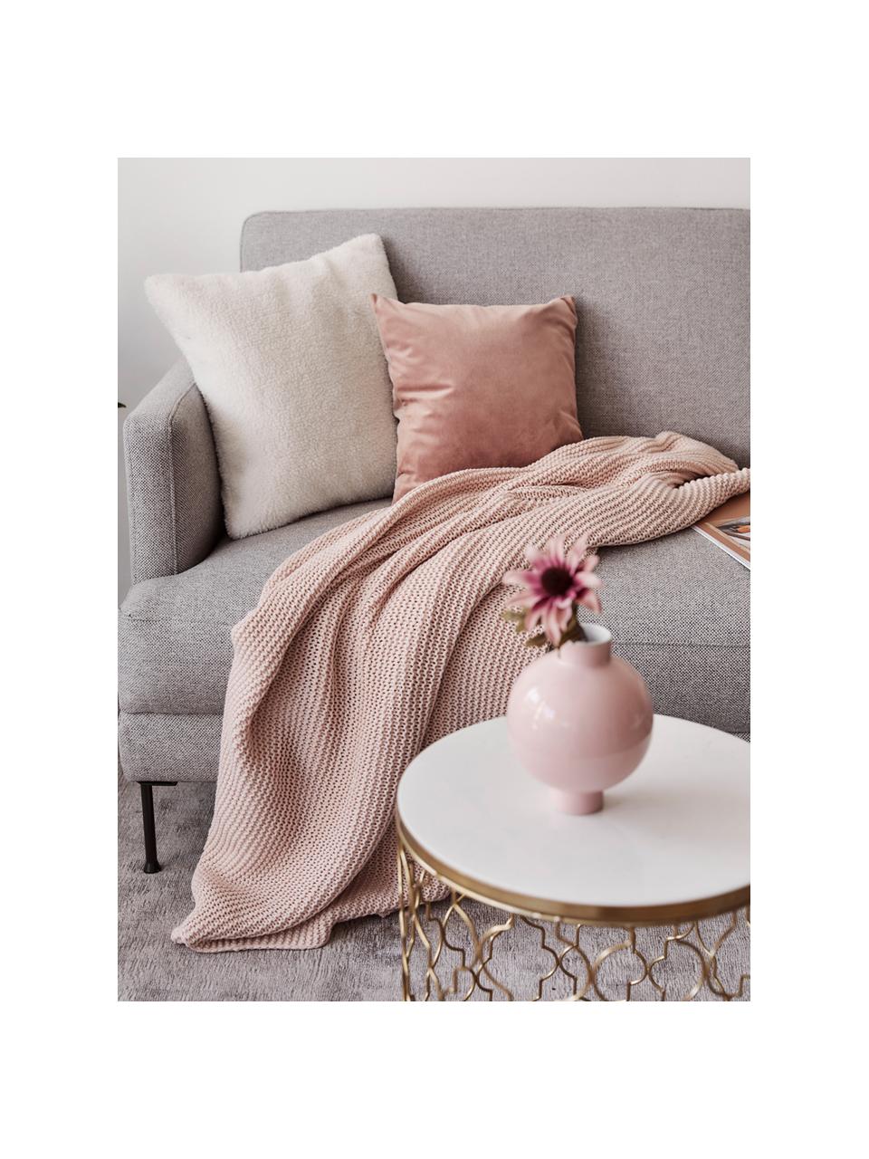 Dzianinowy koc z bawełny Adalyn, 100% bawełna organiczna, certyfikat GOTS, Blady różowy, S 150 x D 200 cm