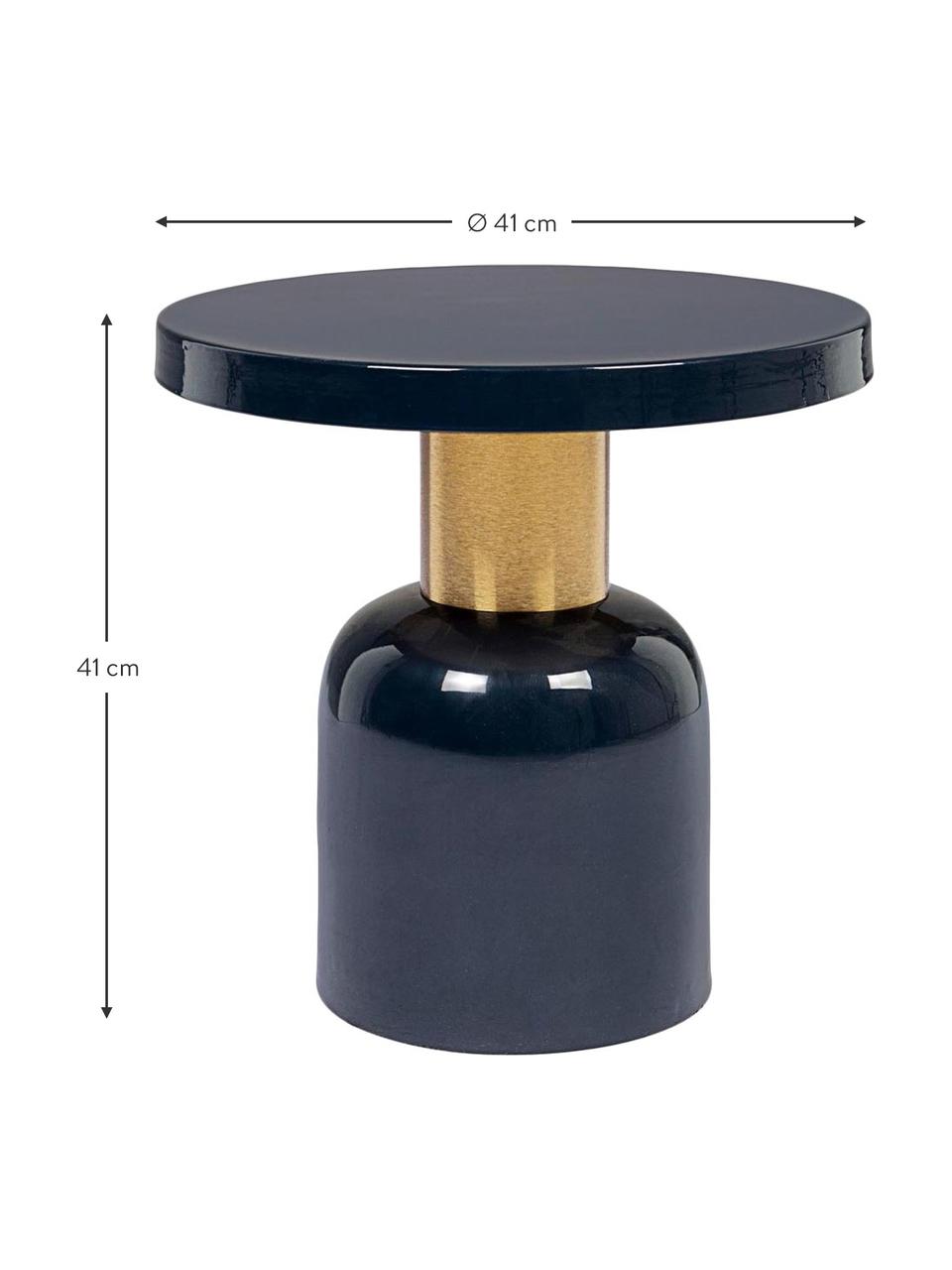 Odkladací stolík Nalima, Tmavomodrá, mosadzné odtiene, Ø 41 x V 41 cm