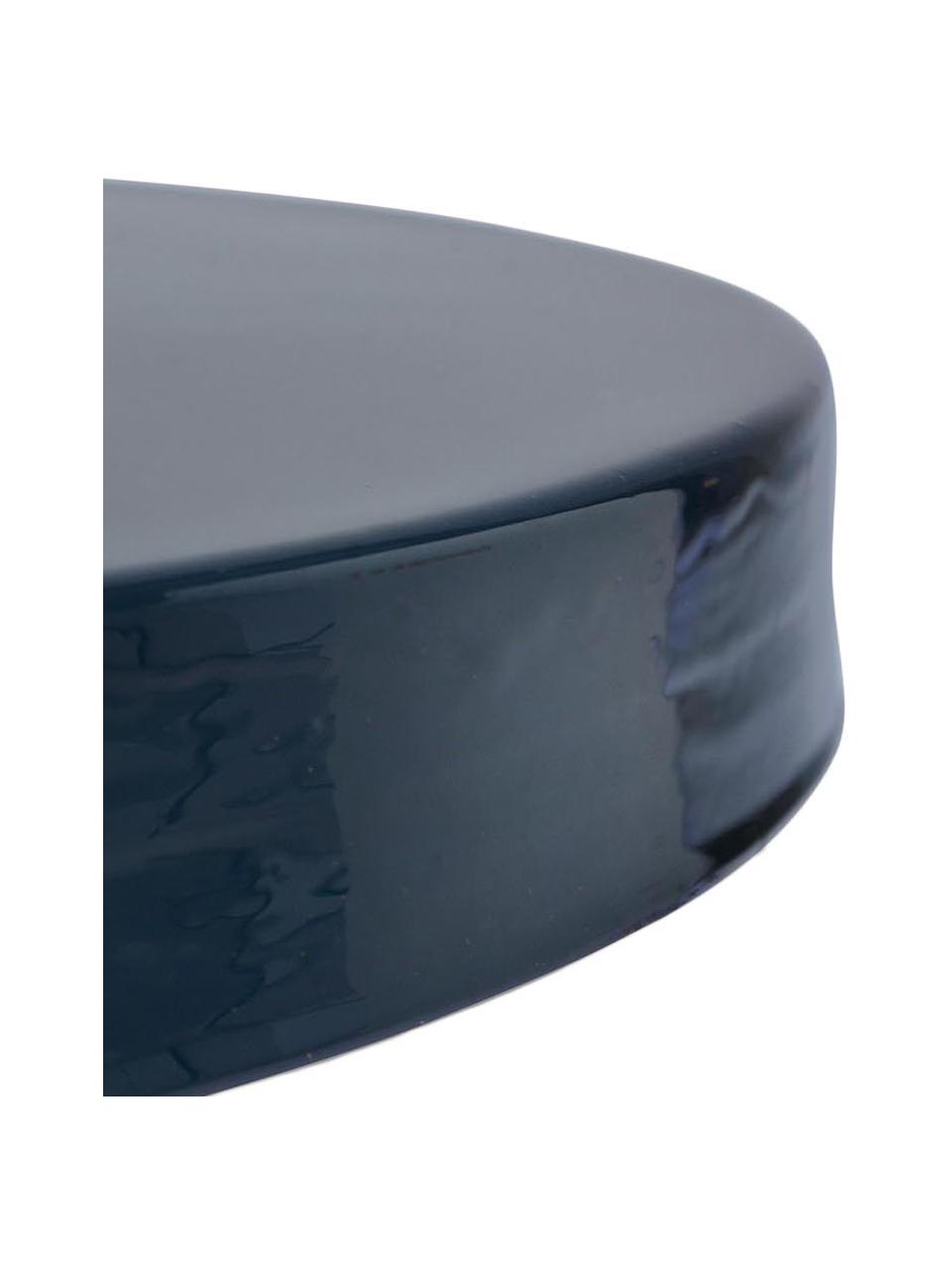 Stolik pomocniczy Nalima, Blat: stal emaliowana, Niebieski, odcienie mosiądzu, Ø 41 x W 41 cm