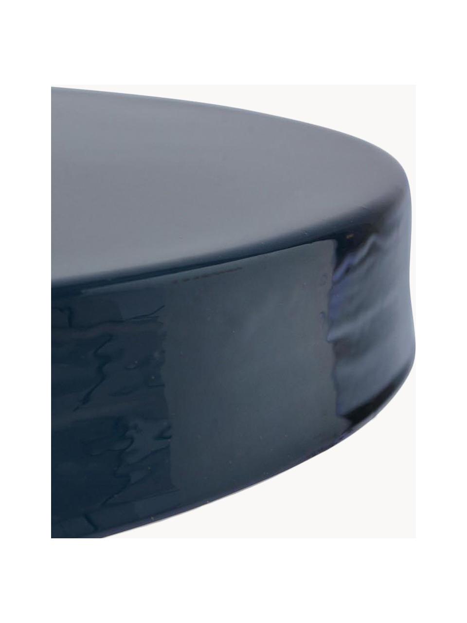Odkládací stolek Nalima, Tmavě modrá, mosazná, Ø 41 cm, V 41 cm