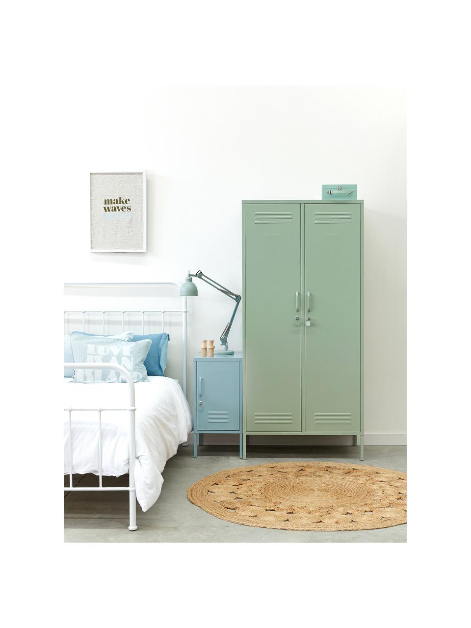 Petite armoire Twinny, Métal, enduit, Vert sauge, larg. 85 x haut. 183 cm