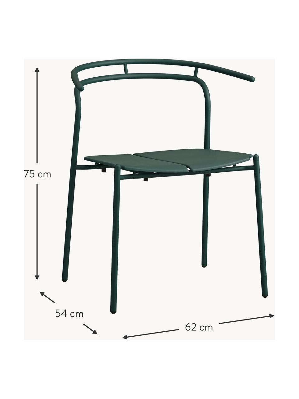 Chaise de jardin de métal Novo, Acier, enduit, Vert foncé, larg. 62 x prof. 54 cm