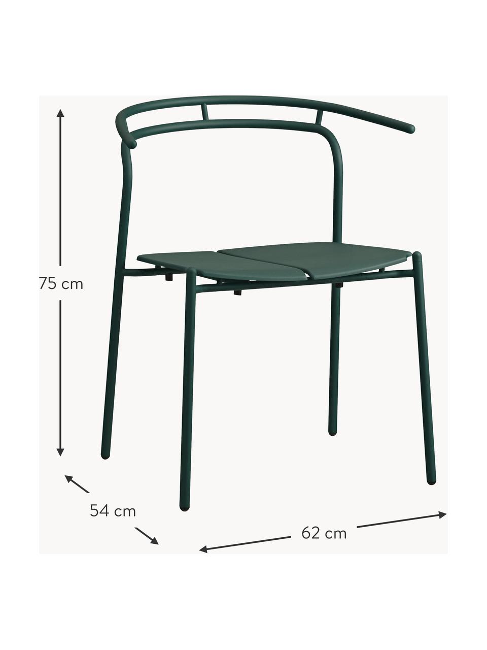 Silla de metal para exterior Novo, Acero recubierto, Verde oscuro, An 62 x F 54 cm