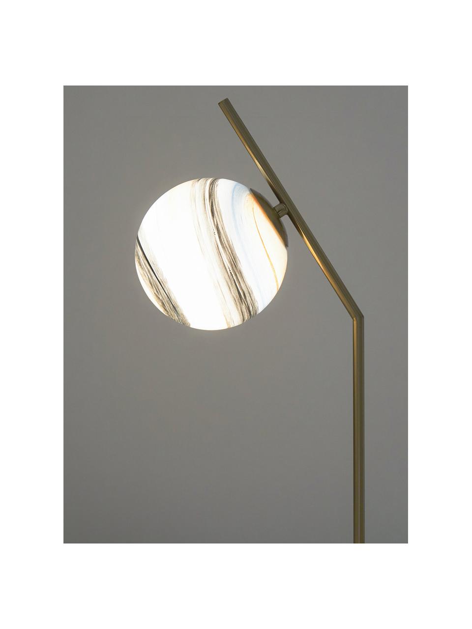 Duża lampa stołowa z marmurową podstawą Opal, Odcienie mosiądzu, biały, odcienie pastelowe, S 25 x W 56 cm