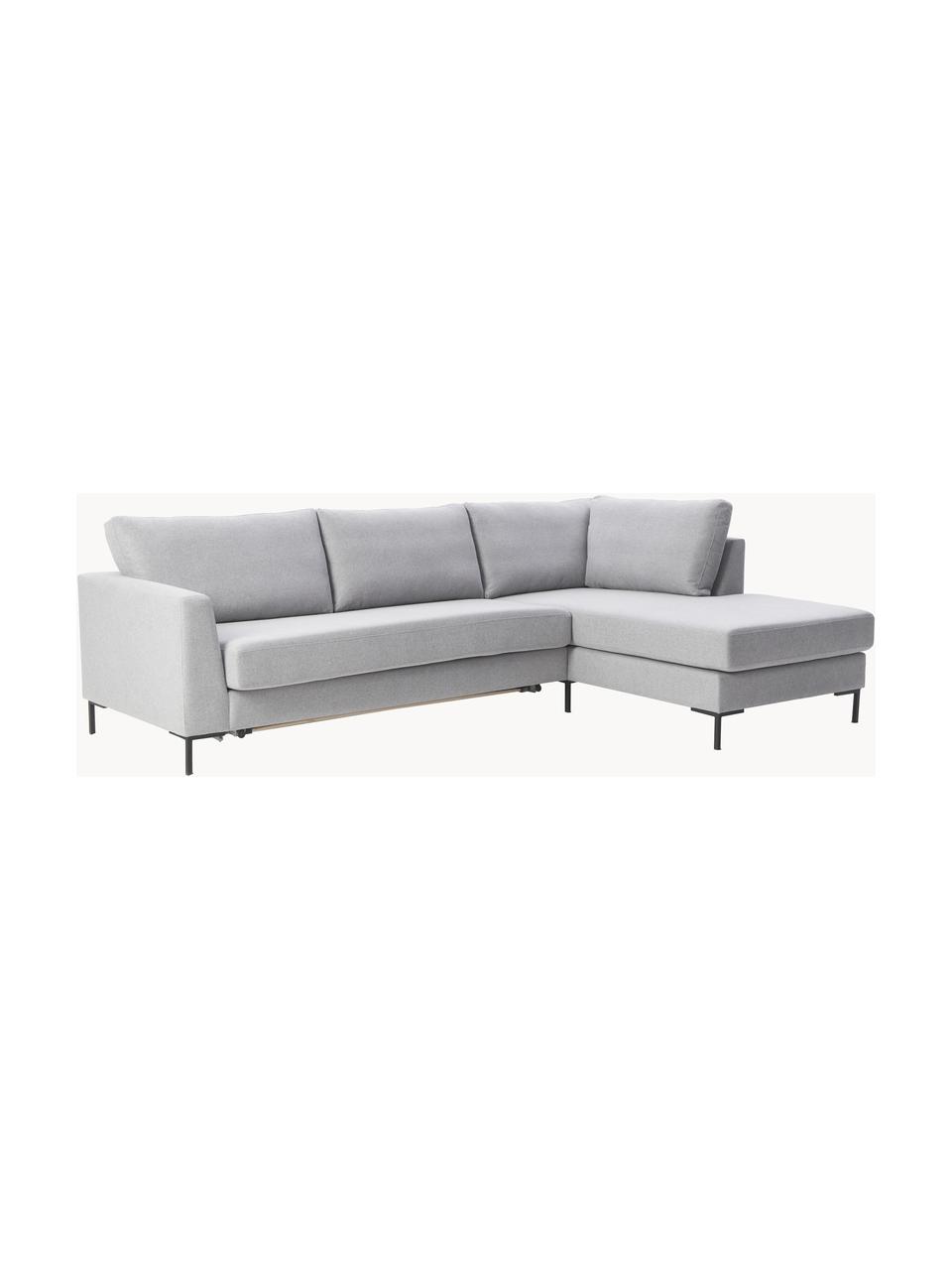 Schlafsofa Luna (3-Sitzer) mit Matratze, Bezug: 100 % Polyester Der strap, Gestell: Massives Buchenholz, Schi, Füße: Metall, galvanisiert Dies, Webstoff Grau, B 270 x T 184 cm, Eckteil rechts