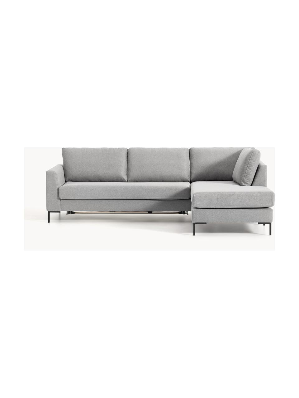 Schlafsofa Luna (3-Sitzer) mit Matratze, Bezug: 100 % Polyester Der strap, Gestell: Massives Buchenholz, Schi, Füße: Metall, galvanisiert Dies, Webstoff Grau, B 270 x T 184 cm, Eckteil rechts