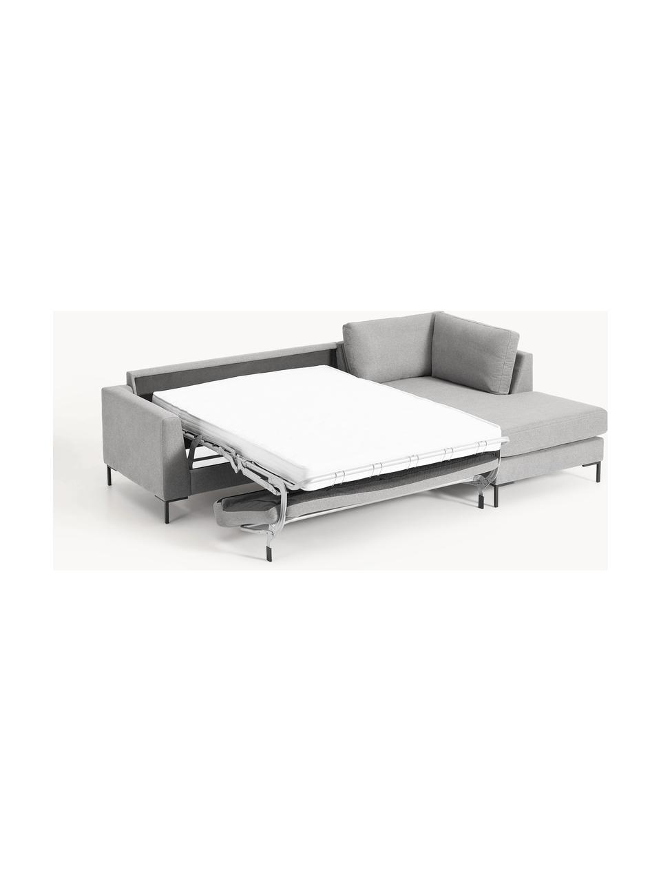 Schlafsofa Luna (3-Sitzer) mit Matratze, Bezug: 100 % Polyester Der strap, Gestell: Massives Buchenholz, Schi, Füße: Metall, galvanisiert Dies, Webstoff Grau, B 270 x T 184 cm, Eckteil rechts