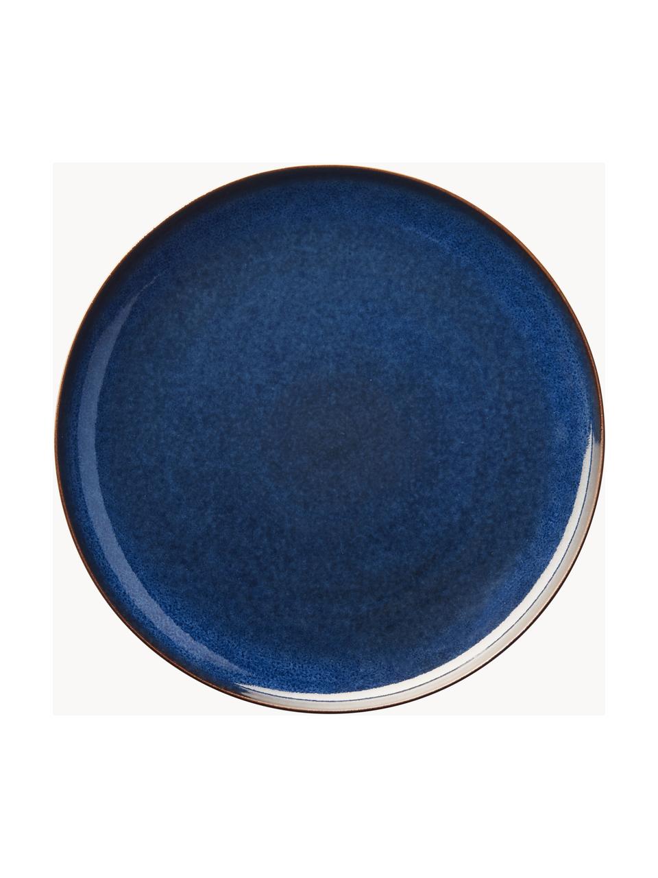 Platos llanos Midnight, 6 uds., Cerámica de gres, Azul oscuro brillante, Ø 27 x Al 2 cm