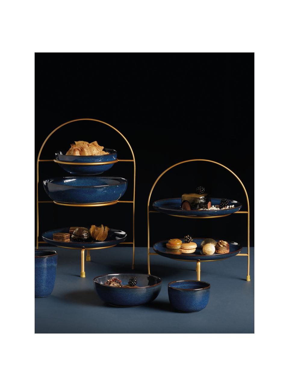 Dinerborden Midnight, 6 stuks, Keramiek, Donkerblauw, glanzend, Ø 27 x H 2 cm