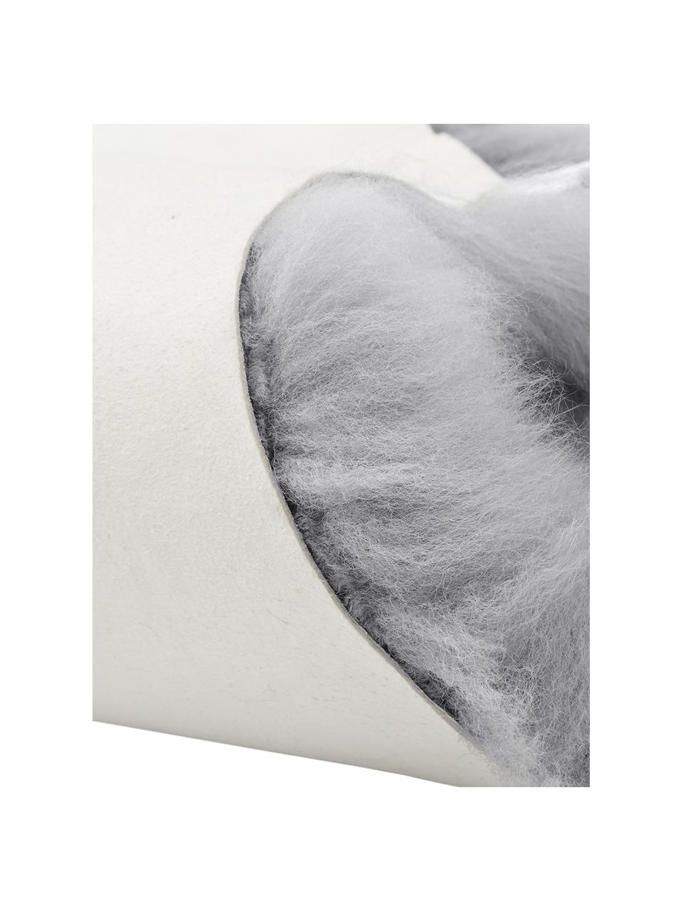 Schapenvacht Oslo, glad, Bovenzijde: 100% schapenvacht, Onderzijde: 100% leer, chroomvrij gel, Lichtgrijs, B 60 x L 90 cm