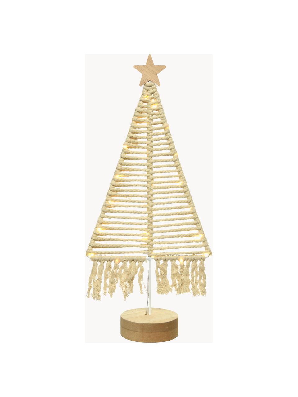 Décoration lumineuse LED Noël à piles Tisho haut. 40 cm, Bois, coton, Beige, larg. 19 x haut. 40 cm