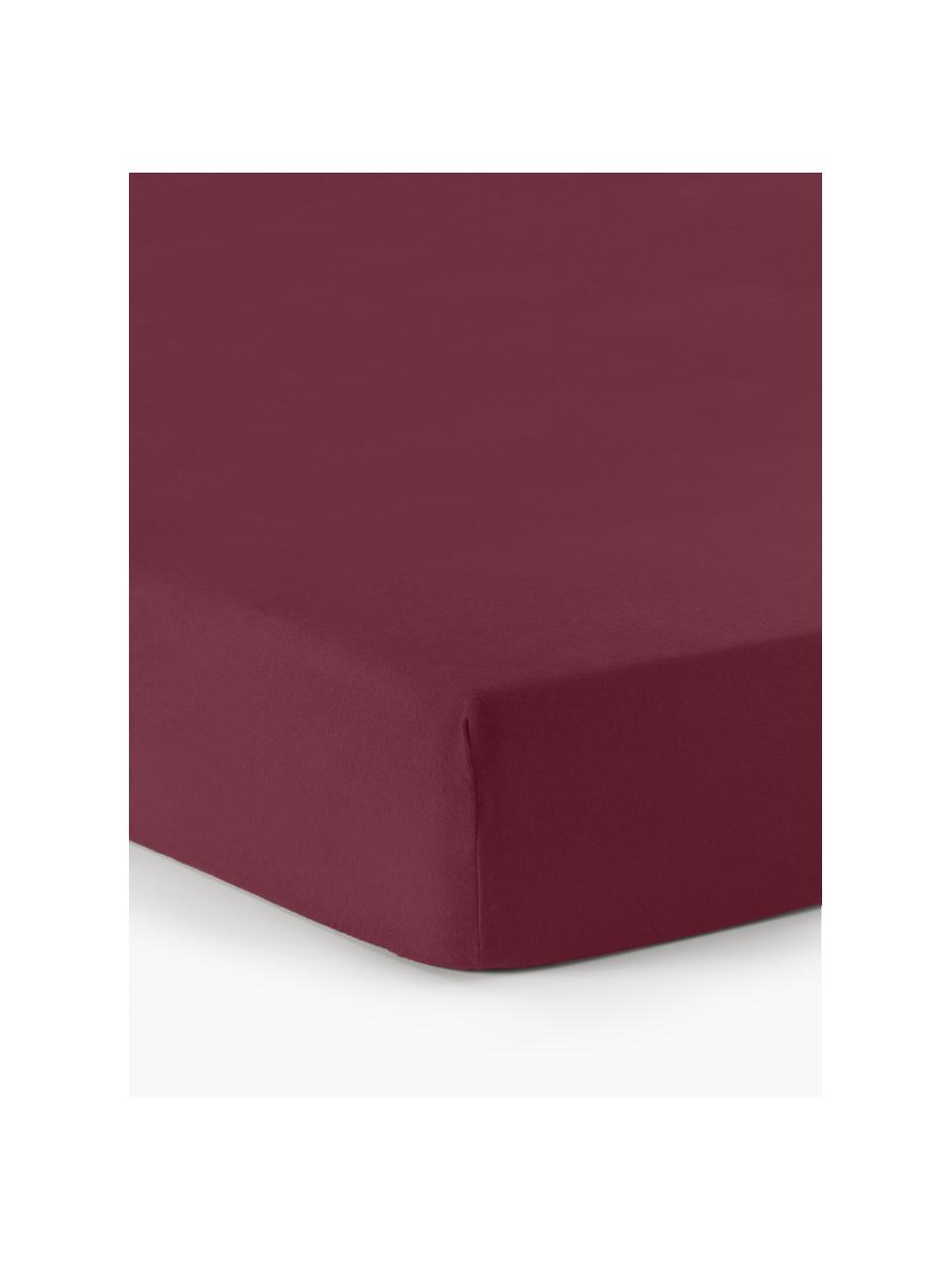 Topper-Spannbettlaken Biba, Flanell, Webart: Flanell, Weinrot, B 200 x L 200 cm, H 15 cm