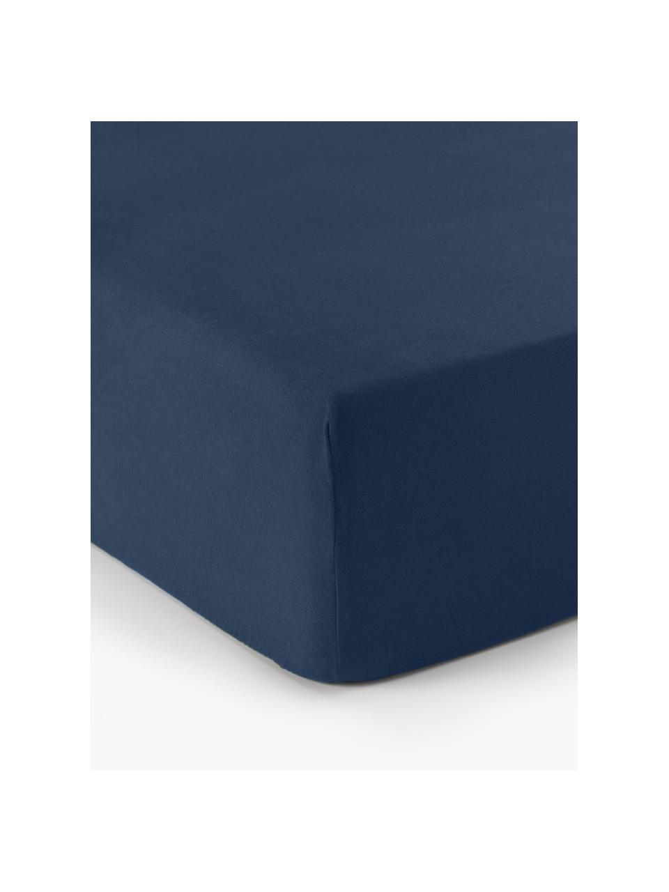 Hoeslaken Biba, flanel, Weeftechniek: flanel, Donkerblauw, B 200 x L 200 cm, H 25 cm