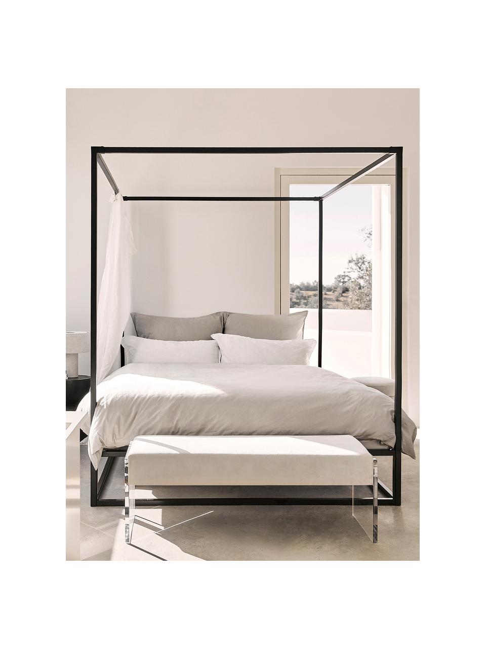 Kovová posteľ s baldachýnom Belle, Kov s práškovým náterom, Čierna, Š 180 x D 200 cm